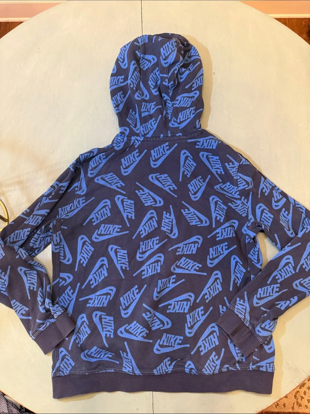 Nike Navy Hoodie with Blue All-Over Logo Print